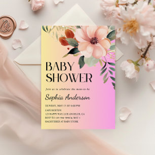 Blush Pink & Yellow Floral Baby Shower Invitation