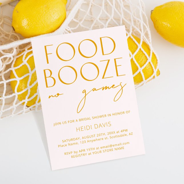 Blush Pink & Yellow No Games Bridal Shower Invitat Invitation (Creator Uploaded)