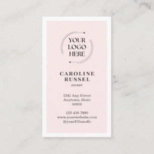 Blush Pink Your Logo QR Code Photo Makeup Business Card