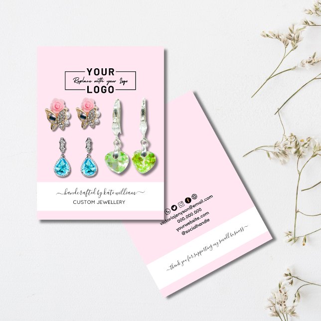 Blush Pink YOUR LOGO white Earring Display Card (Creator Uploaded)