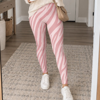 Blush Pink Zebra Stripes Leggings