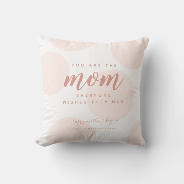 Blush PinkPolka Dot Mother's Day Photo Cushion (Front)