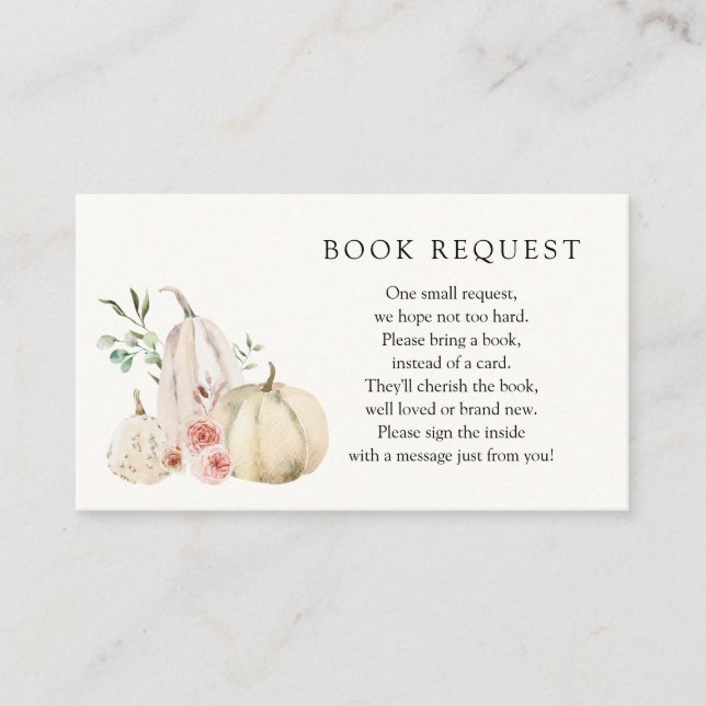 Blush Pinks Florals and Pumpkin Book Request Enclosure Card (Front)