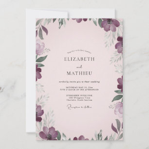 Blush Plum Anemone Wedding Invitation