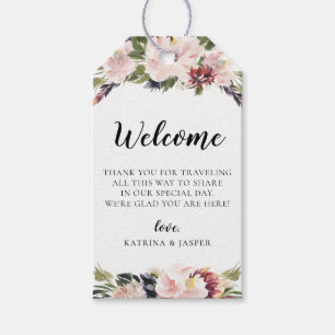 Blush Plum Floral Wedding Welcome Bag Gift Tags