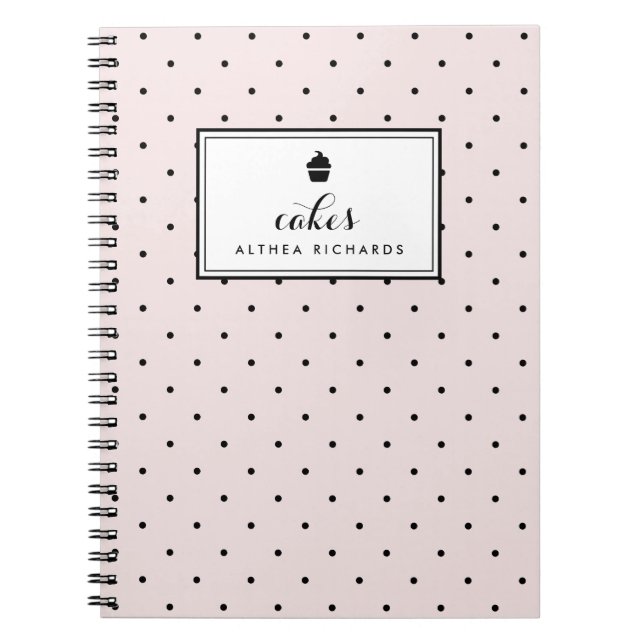 Blush Polka Dots | Baking Recipe Notebook (Front)