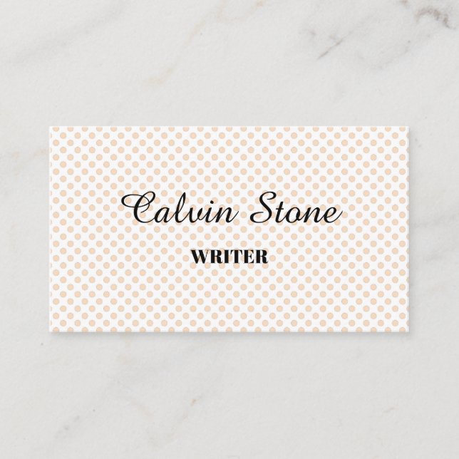 Blush polka dots on white business card (Front)