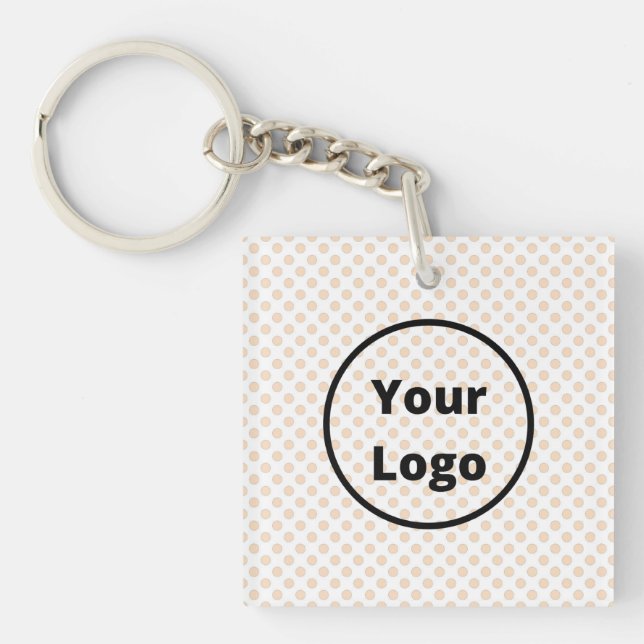 Blush polka dots on white pattern key ring (Front)