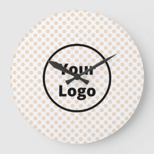 Blush polka dots on white pattern large clock
