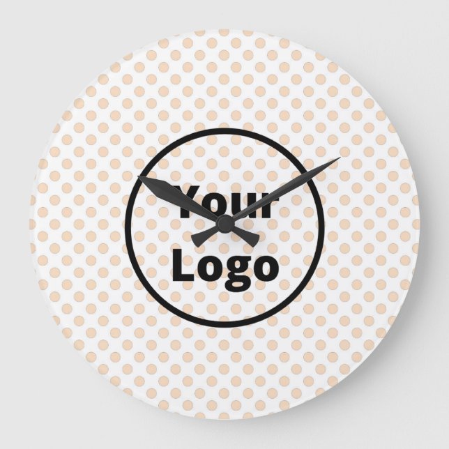 Blush polka dots on white pattern large clock (Front)
