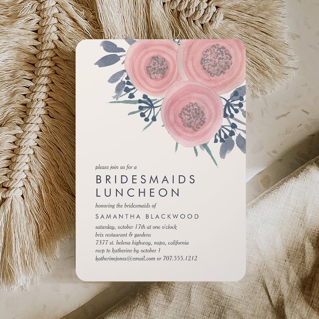 Blush Poppies Bridesmaids Luncheon Invitation (Creator Uploaded)