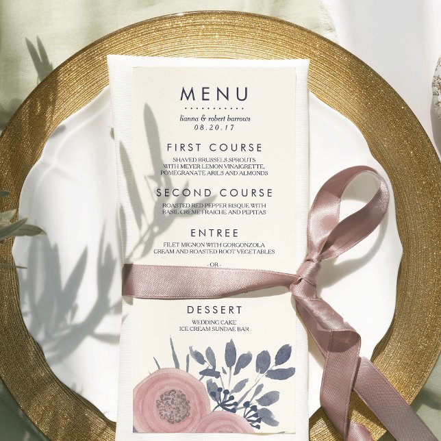 Blush Poppies Custom Wedding Menu Card (Creator Uploaded)