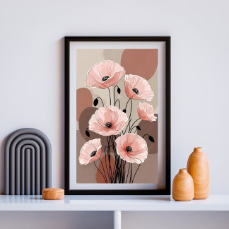 Blush Poppy Silhouettes Photo Print