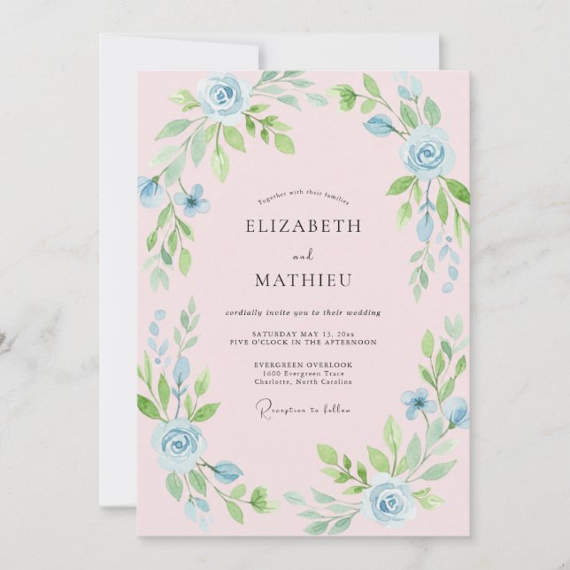 Blush Powder Blossom Wedding Invitation (Front)