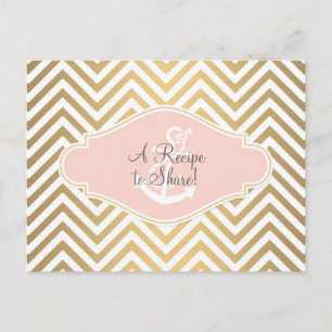 Blush Preppy Chevron Stripe Modern Nautical Anchor Postcard