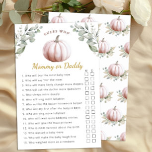 Blush Pumpkin Fall Baby Shower Mummy or Daddy Game