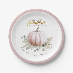 Blush Pumpkin Fall Baby Shower Paper Plates