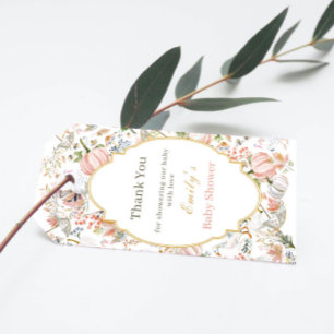 Blush Pumpkin Turkey Baby Shower Thank You Favours Gift Tags