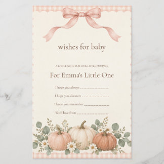 Blush Pumpkin Wishes for Baby Shower Activity