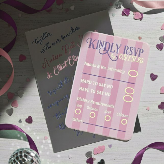 Blush & Purple Spring Disco RSVP Wedding Enclosure Card (Creator Uploaded)