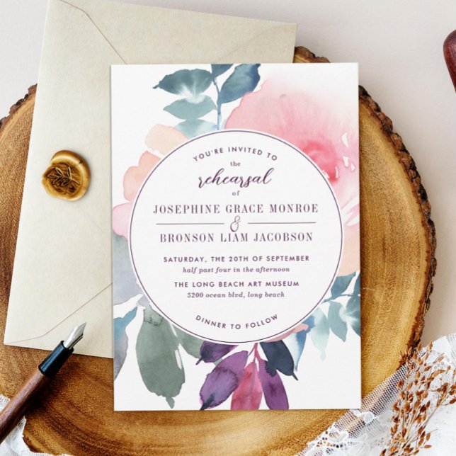 Blush Purple Turquoise Wedding Rehearsal Dinner (Creator Uploaded)