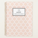 Blush Quatrefoil Pattern Personalised Planner<br><div class="desc">Blush Quatrefoil Pattern Personalised Planner. Customisable modern planner featuring a blush and white quatrefoil pattern. This modern and chic notebook will be perfect as a personalised gift.</div>