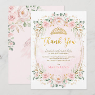 Blush Quinceañera 15th Birthday Thank You Card