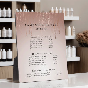 Blush Rain   Pricing & Services Display Plaque