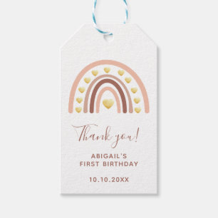 Blush Rainbow First Birthday Thank You Gift Tags