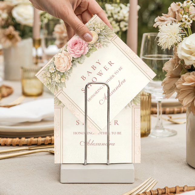 Blush Ranunculus And Rose Garden Baby Shower Napkin (Creator Uploaded)