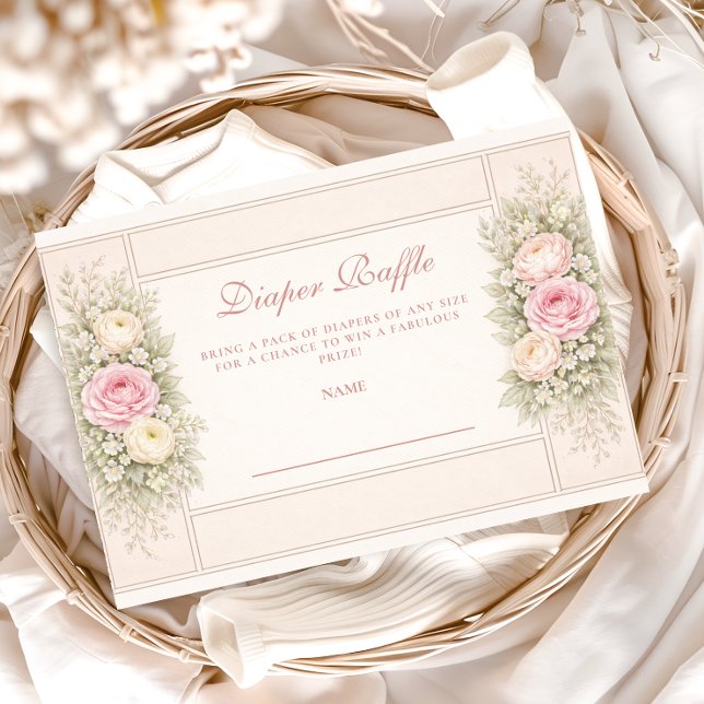 Blush Ranunculus And Rose Garden Diapper Raffle Enclosure Card (Creator Uploaded)
