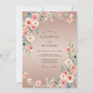 Blush Ranunculus Painted Wedding Invitation
