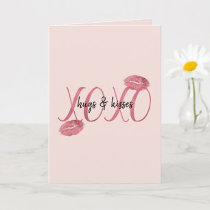 Blush Red Pink XOXO Lips Kisses Card