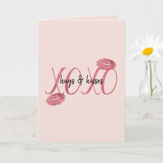 Blush Red Pink XOXO Lips Kisses Card (Small Plant)