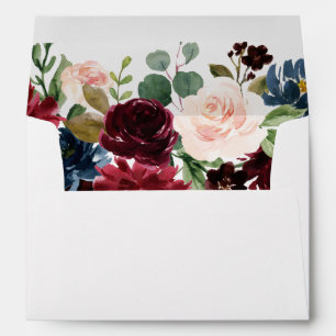 Blush & Red Wine Burgundy Flowers All Occasion Envelope