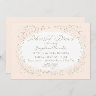 Blush Rehearsal Dinner Modern Leaf Leaves Wreath Invitation