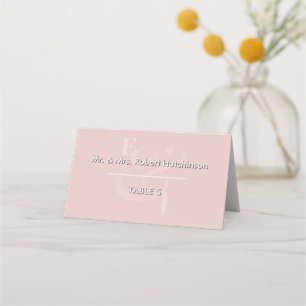 Blush Reverse Ampersand Wedding   Folded Seating Place Card