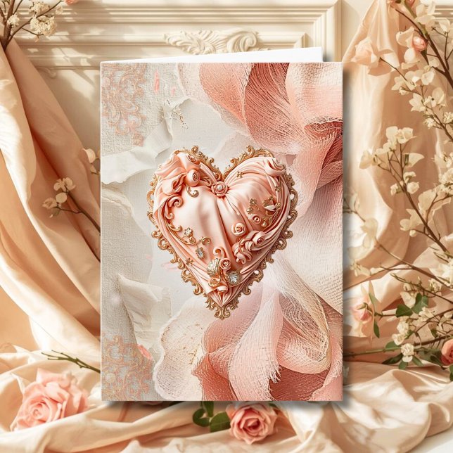 Blush Rococo Heart Lace Elegant Thank You  Card (Creator Uploaded)