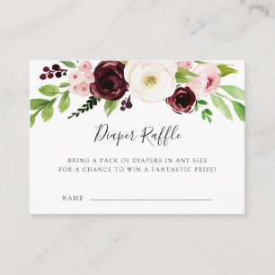 Blush Romance Baby Shower Diaper Raffle Card