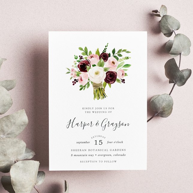 Blush Romance Bouquet Wedding Invitation (Creator Uploaded)