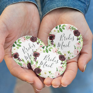 Blush Romance Bridesmaid 6 Cm Round Badge