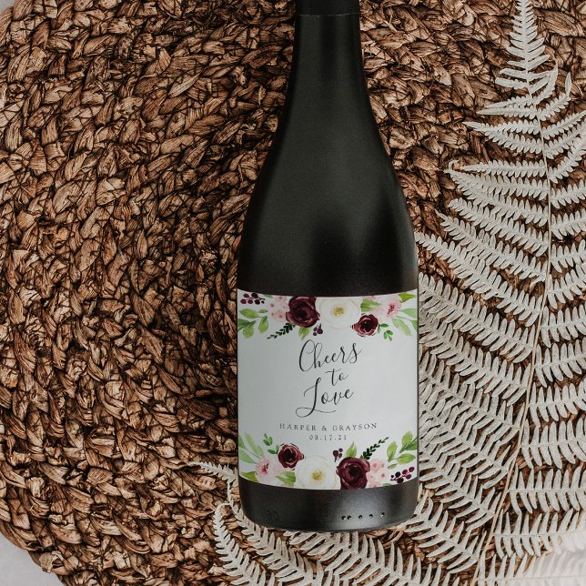 Blush Romance "Cheers to Love" Wedding Wine Label (Creator Uploaded)