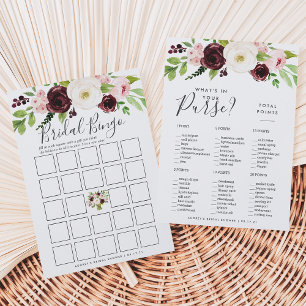 Blush Romance Double-Sided Bridal Shower Game Card