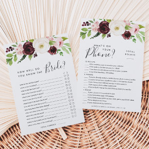 Blush Romance Double-Sided Bridal Shower Game Invitation