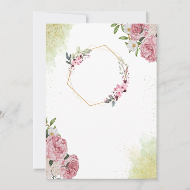 Blush Romance: Elegant Pink Rose Wedding  Invitation (Front)