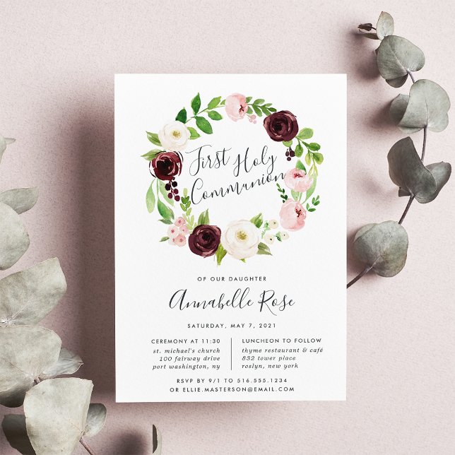 Blush Romance First Communion Invitation (Creator Uploaded)