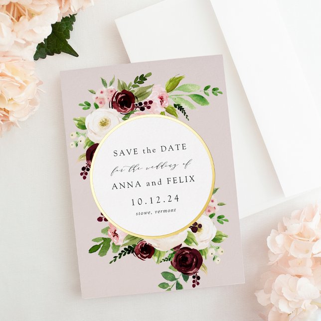 Blush Romance Foil Wedding Save the Date Card (Creator Uploaded)