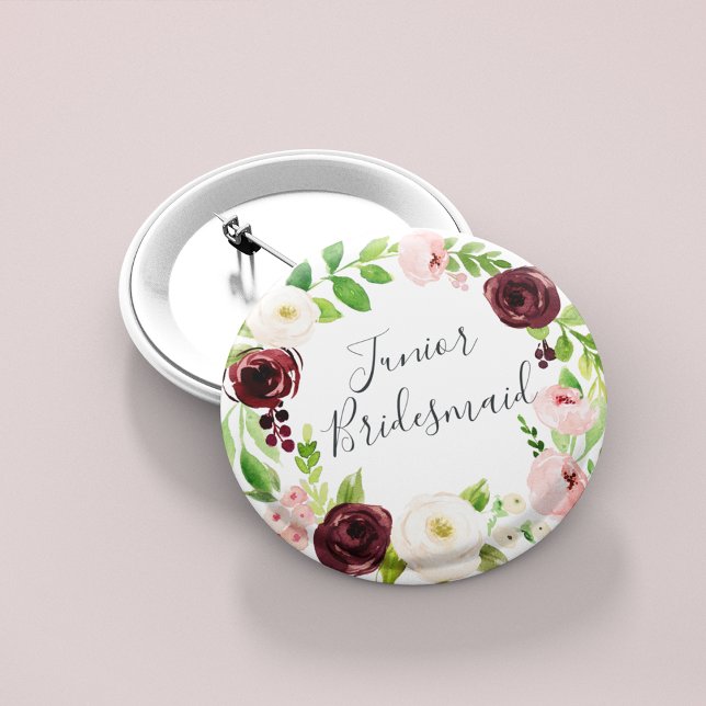 Blush Romance Junior Bridesmaid 6 Cm Round Badge (Creator Uploaded)