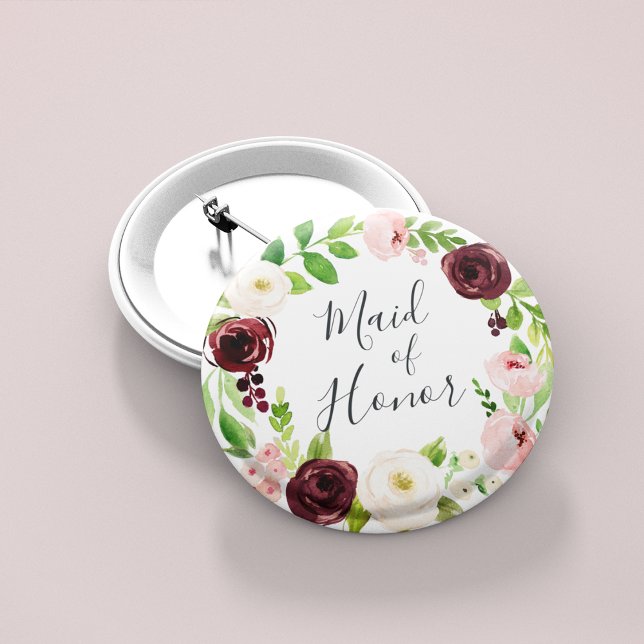 Blush Romance Maid of Honour 6 Cm Round Badge (Creator Uploaded)