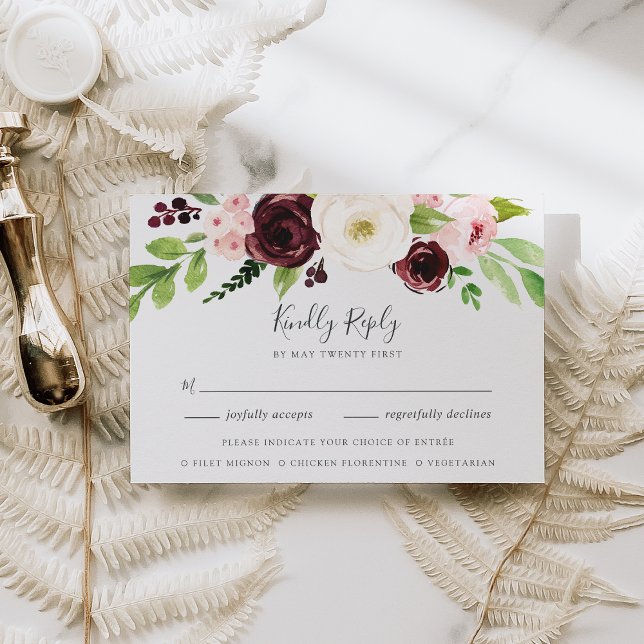 Blush Romance Meal Choice RSVP Card (Creator Uploaded)